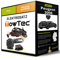 Elektrosatz 13-Pol Spezifisch für Peugeot 3008 05.2016-Jetzt NEU Towtec