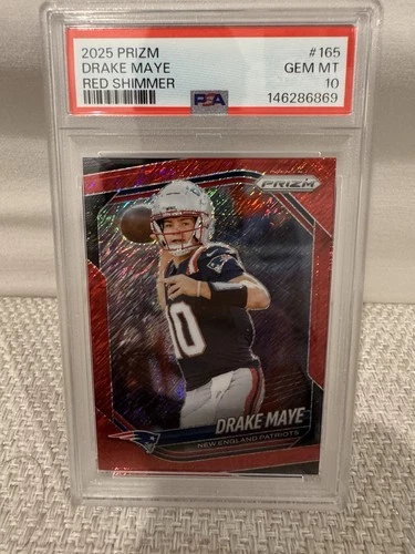 2025 Panini Prizm Drake Maye Red Shimmer /49 Gem Mint PSA 10 Patriots