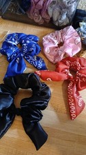 Multicolor Fabric Scrunchie with Bow for All Hair Types