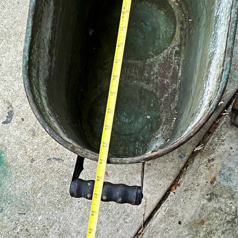 Oval Metal Planter Tub with Handles, Brown & Green, Garden, for Plants