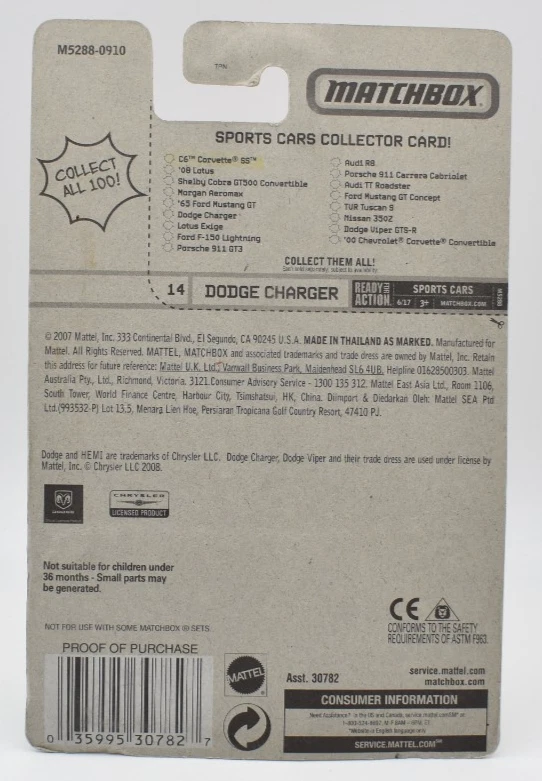 Matchbox Superfast Dodge Charger verde. 14/2008. Mappa lunga Thailandia - Immagine 2 di 2
