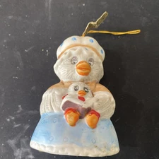 Jasco Caring Critter Chimers Bell Bisque Porcelain Christmas Ornament Goose Vtg