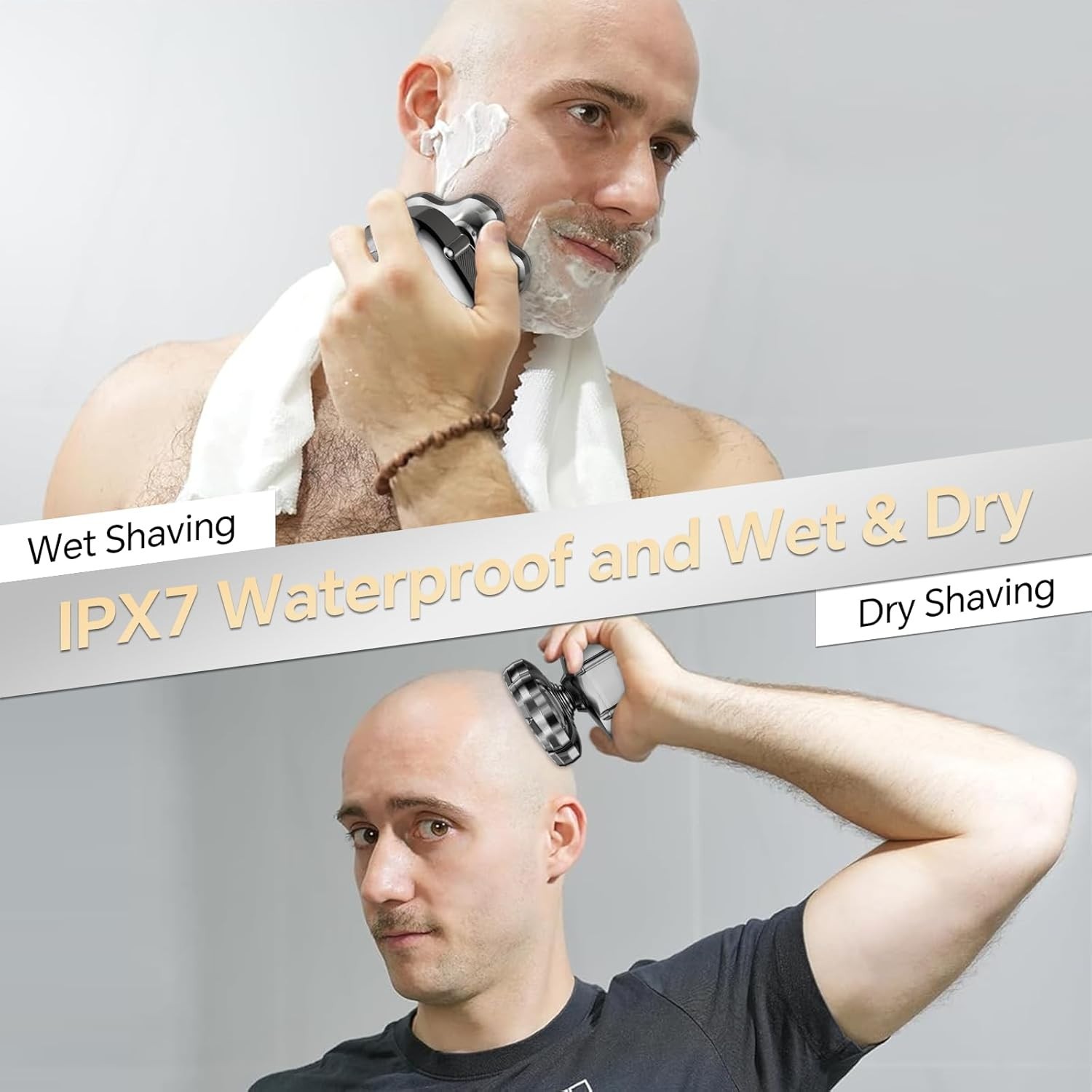 Skull Shaver Shaver Electric Palm Razor LED Cordless Rechargeable 9 Blades Wet Dry SET 5