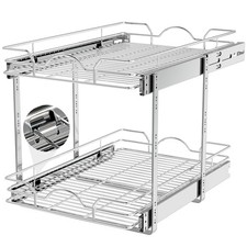 2 Tier Pull Out Cabinet Organizer 14" W x 21" D , Pull Out Drawers for Kitch...