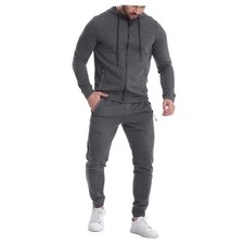 Mens Tracksuit 2 Piece Set Casual Sweatsuits Full Zip X-Large Dark Melange Grey