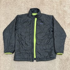 Patagonia Kids Nano Puff Jacket Youth Medium 10 Gray Green Puffer NO ZIPPER