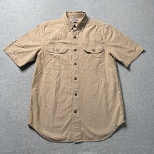 Carhartt Shirt Mens Medium Beige Short Sleeve Button Up Relaxed Fit Workwear