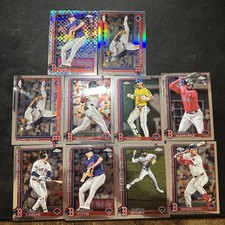 2025 Topps Chrome Baseball - Boston Red Sox Card Lot - 10 Cards Base & Refractor