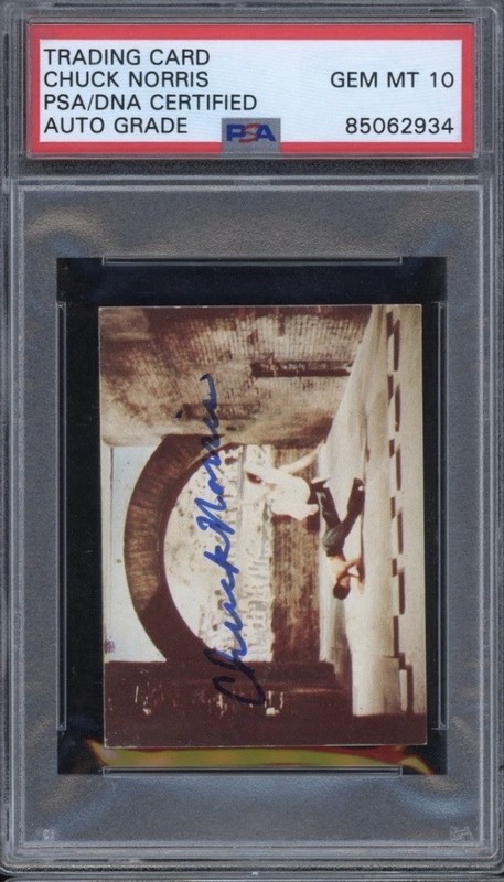 Chuck Norris signed 1974 Yamakatsu Card PSA DNA Slab Bruce Lee #64 Auto 10 💎