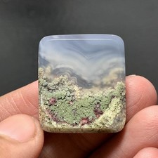Scenic Moss Agate Cabochon 26x23x5mm High Quality 31 ct