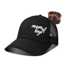 Boy Mom Embroidered Ponytail Hat,Boy Mom Gifts,Vintage One Size Mom of Boys