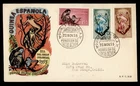 DR WHO 1955 SPANISH GUINEA FDC STAMP DAY MONKEY SEMI POST COMBO R86387