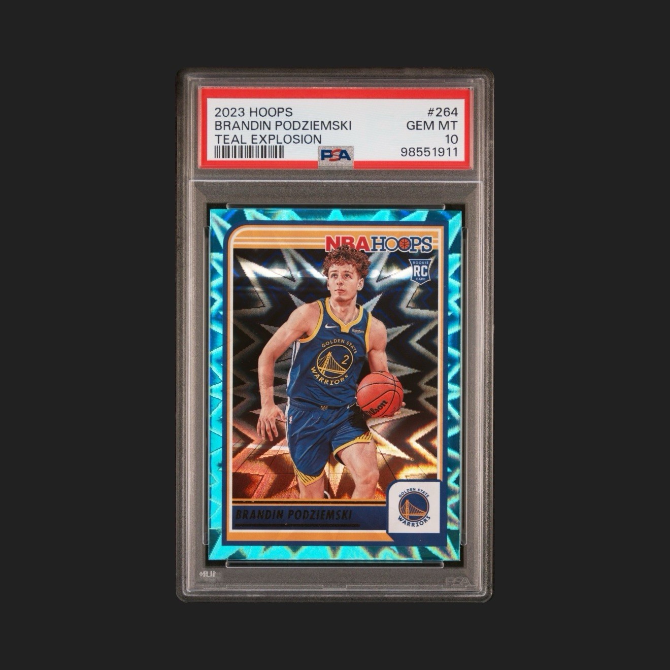 2023 Panini NBA Hoops Brandin Podziemski Teal Explosion #264 PSA 10 RC ROOKIE