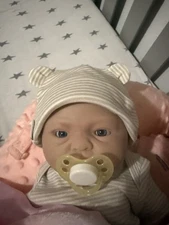 14in Boy Full Body Silicone Reborn. Floppy Doll Lifelike w magnetic pacifier