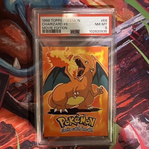 1999 topps pokemon charizard #6 movie edition psa 8