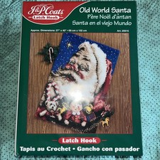 NEW Latch Hook Kit OLD WORLD SANTA J P Coats 25515 Sealed 27  X 40  