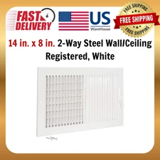 14 in. x 8 in. 2-Way Steel Wall/Ceiling Registered, White