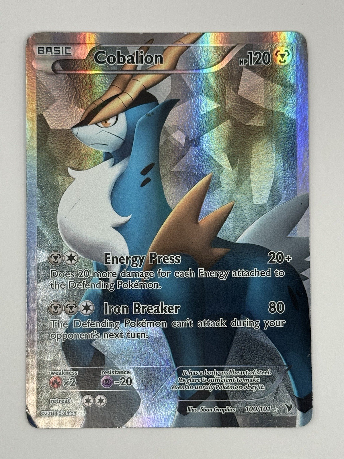 Cobalion 100/101 Noble Victories Ultra Rare Full Art Pokemon Card HP