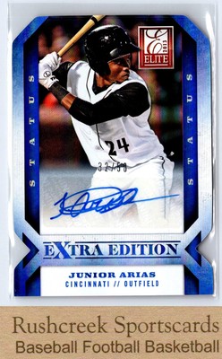 2013 Elite Extra Edition #70 Junior Arias Status Blue Die Cut Auto /50