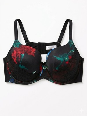 Cacique 44DDD Black Abstract Color Bra