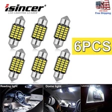 6Pcs 31MM DE3175 3014 LED Map/Dome Interior Light Bulbs 6000K White CANBUS Lamps