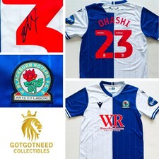Yuki Ohashi Hand Signed Blackburn Home Football Shirt Jersey With COA