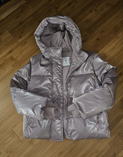 GAP Kids Metallic Hooded Puffer Jacket M Water-Resistant Quilted Polyester