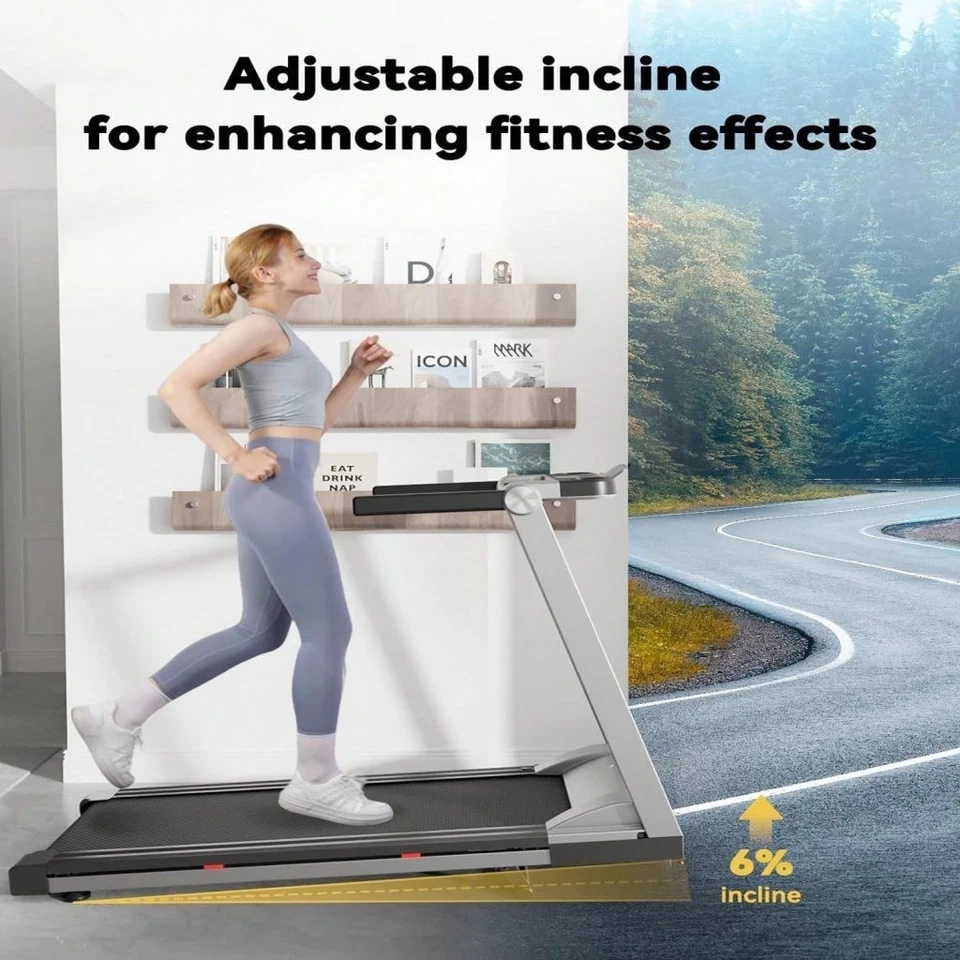 Cinta de correr plegable con inclinación, cintas de correr plegables de 3,5 HP con 350 libras de peso CP Foto 3 de 4