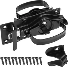 Gate Door Latch, Dual-Sided Operation, Heavy Duty Durable Black 