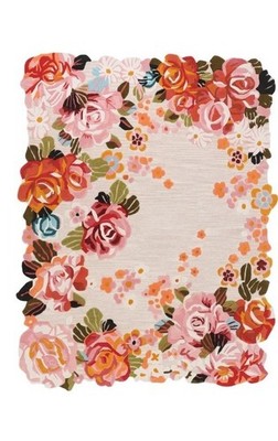 Araceli Floral Ivory Modern Hand-Tufted 100% Wool Area Handmade rug etc..