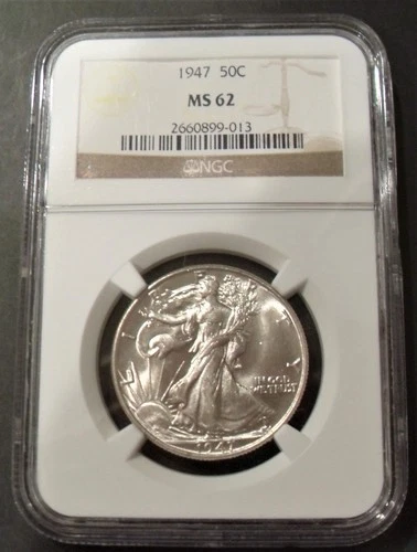 1947-P 50c Walking Liberty Silver Half Dollar - NGC MS 62