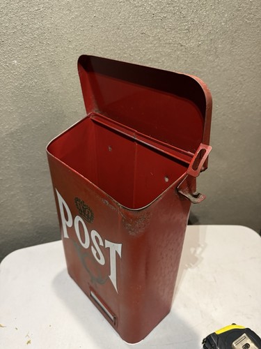Vintage Red Metal Post Wall Letter Mailbox Lockable Crown, Horn. Made In Sweden - Picture 10 of 19
