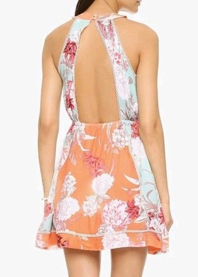 mink pink orange floral dress Green & Orange Floral Keyhole Midi Dress  MINKPINK