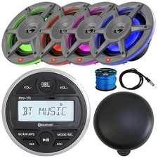 JBL Bluetooth Receiver, Cover, 4x 6.5" 300W RGB LED Gray Speakers, Antenna, Wire