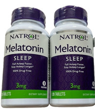 2x 12/26 Natrol 3mg Melatonin Sleep Aid Tablets, 99 Pure Melatonin, 120 Count