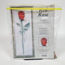 Design Works Red Rose Single Rose Counted Cross Stitch Kit 9"x24" Complete Open