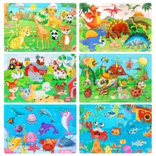 Wooden Jigsaw Puzzles For Kids Ages 3-5 Year Old, 6 Pack 30 Pieces Kid