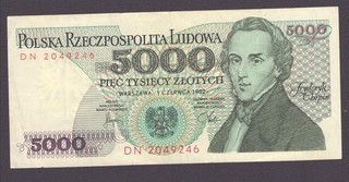 Polen / Poland; P. 150a); 5.000 Zlotych vom 1.6.1982
