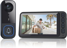 Doorbell Camera Wireless No Subscription 2.4Ghz, Door Bell Cameras with Monitor