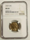 1937 S Nickel Indian Head or Buffalo NGC MS-64 San Francisco 5c