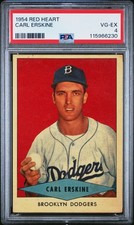 Carte De Baseball Gil McDougald 1954 - Série Red Heart Big League Dog Food - État Correct Avec Usure Légère