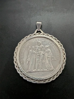 Bijou Pendentif Pièce 10 Francs Hercule 1972 Monture Argent Massif Poinçon - Photo 1/4