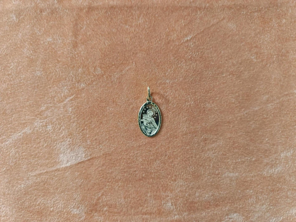 Ciondolo Medaglia Madonna di Pompei Oro Giallo 18 kt 750 Religiosa Certificato - Immagine 2 di 2