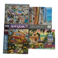 Springbok & Hallmark Puzzle Lot – 4 Total – 500/1000 Pieces – Complete