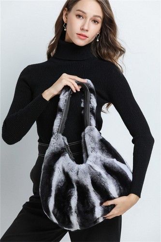 Moda Mujeres Hobo Bolsos Piel Completa Rex Piel de Conejo Bolsos Informales Bolsos de Hombro - Imagen 17 de 48