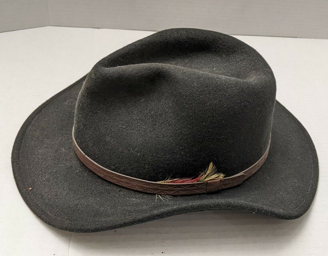 Vintage The Original Lite Felt 100% Wool Hat Black Large WPL-5923