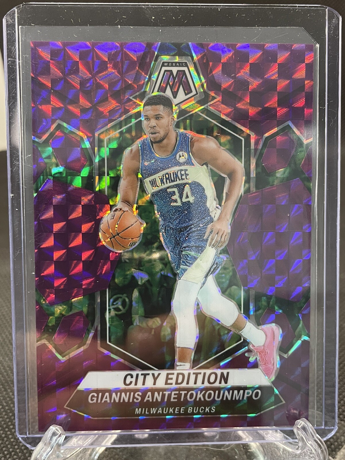 giannis antetokounmpo 2023-24 Panini Mosaic City Editio Purple 92/99 #279