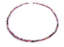 Halskette aus Turmalin in facettierter Kugelform Ø-3 mm 925 Silber Verschluss