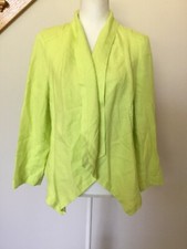 CHICO'S Soft Lime Linen Flyaway Francesca Open Jacket 0 / Small. E