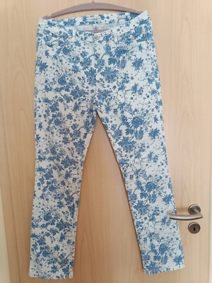 Vanilia Damenhose Selma floral weiß/blau Gr. 42